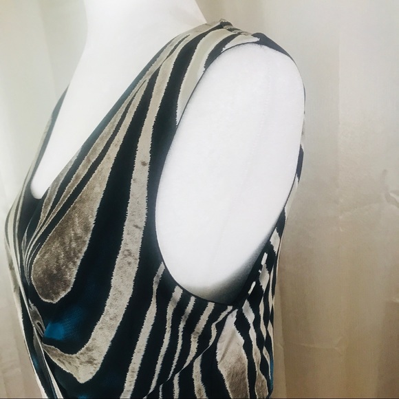 Sandra Darren Dress Size 8 Medium Asymmetrical Hem Stretch Sleeveless Striped. - Picture 4 of 15